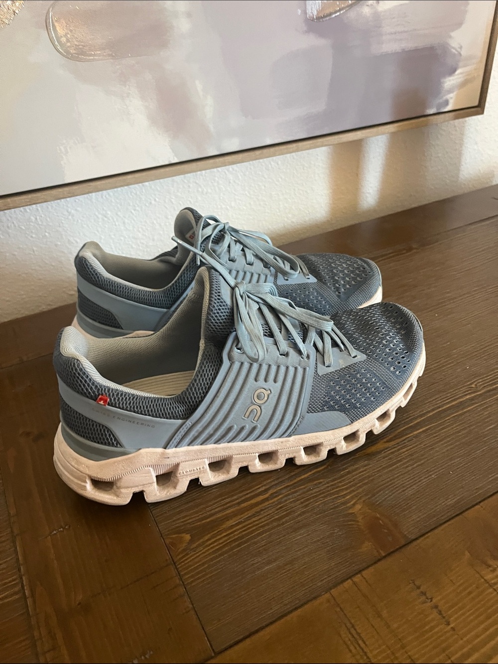 On Running Cloudswift Sneakers in Steel Blue and Light Blue